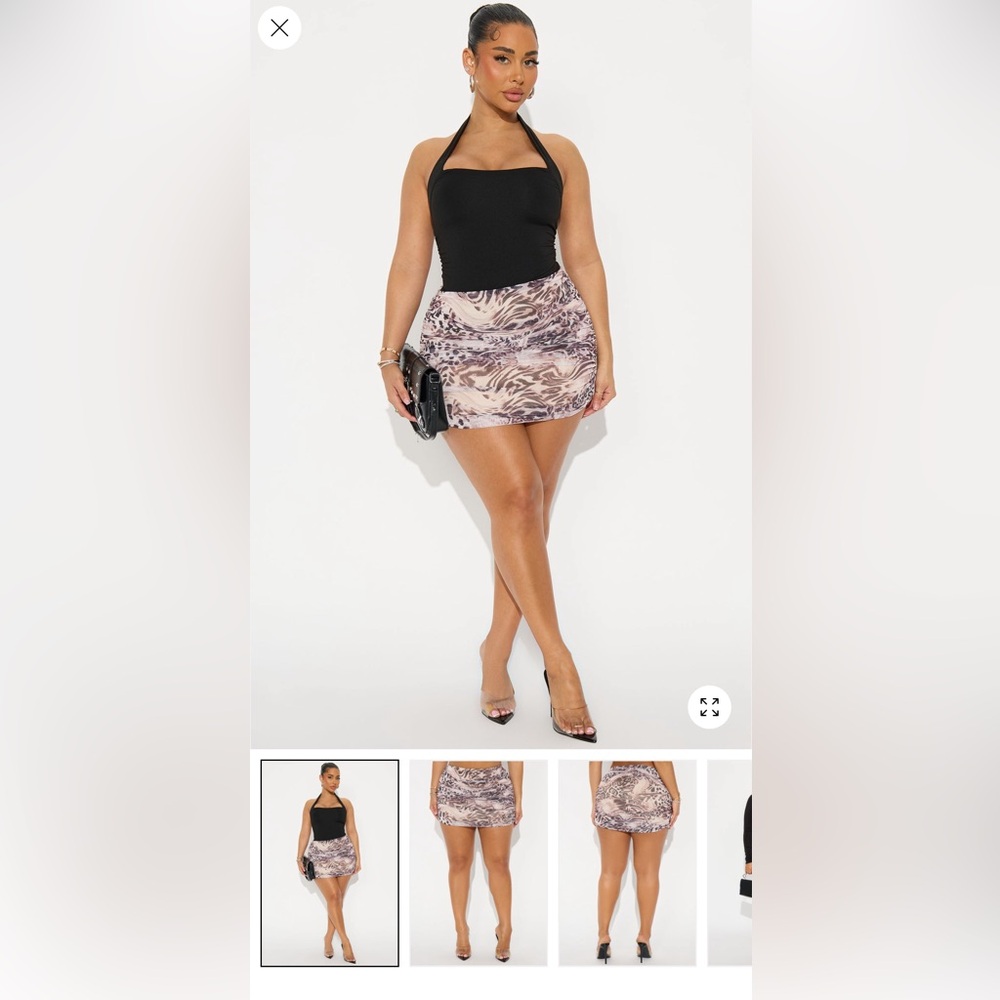 Fashion Nova Animal Print Ruched Mesh Mini Skirt